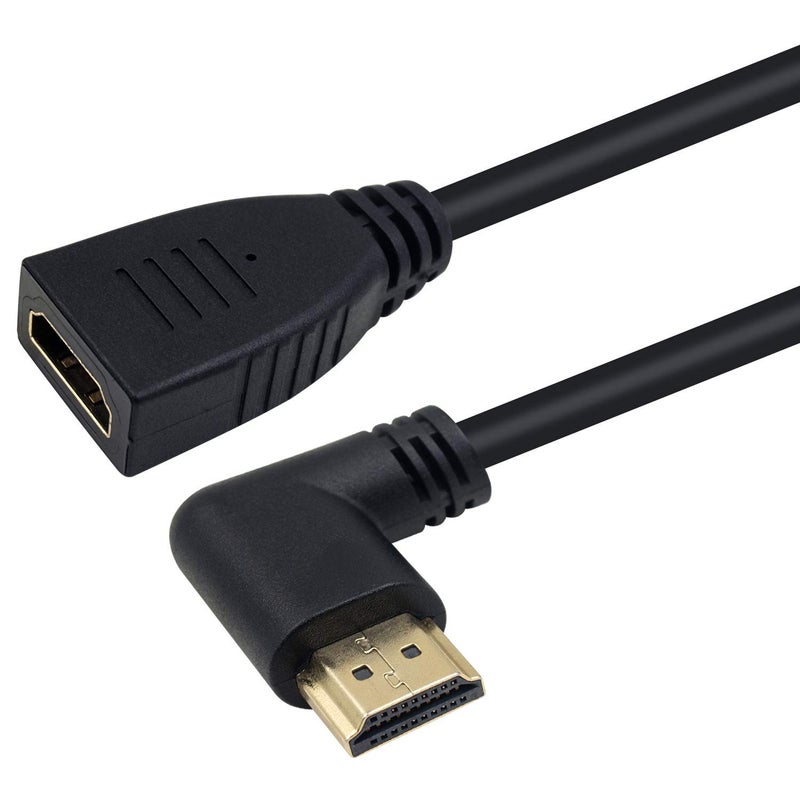 Poyiccot HDMI 2.0 Extension Cable 90 Degree, 2 Feet / 60cm HDMI Extender High Speed Left Angle HDMI Male to Female Extension Cable 60Hz, 4K 2K (F/M Left) - Image 2